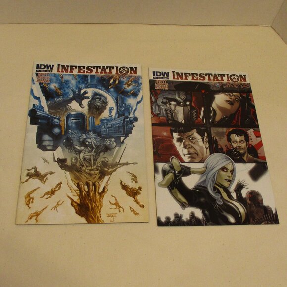 IDW Infestation #1 & 2 Small Black White Blue Graphic Comic Book Bundle - Picture 1 of 7